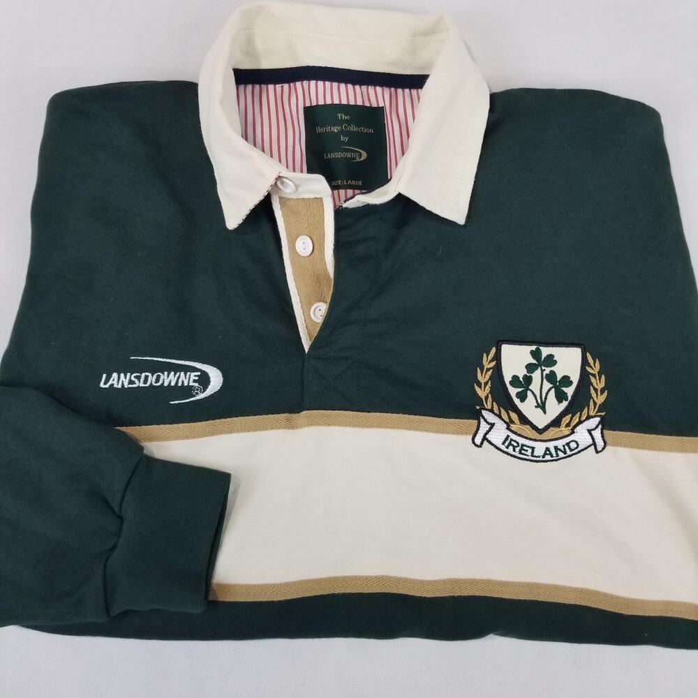 Lansdowne Rugby Shirt Mens Large Green Ireland Long Sleeve Heritage Celtic